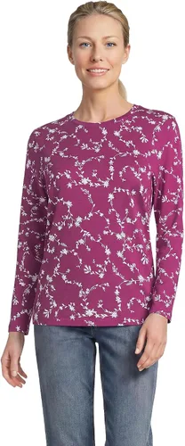 Vista 44 de Lands' End - Camiseta de manga larga, cuello redondo y holgada de algodón Supima cultivado en EE. UU. para mujer Blanco