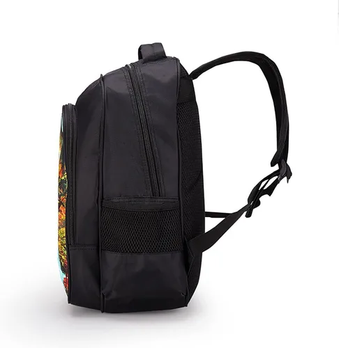 Vista 4 de Mujoben Sonicc Mochila de poliéster de gran capacidad con diseño de dibujos animados y mochila impermeable, Negro-2, Caricatura