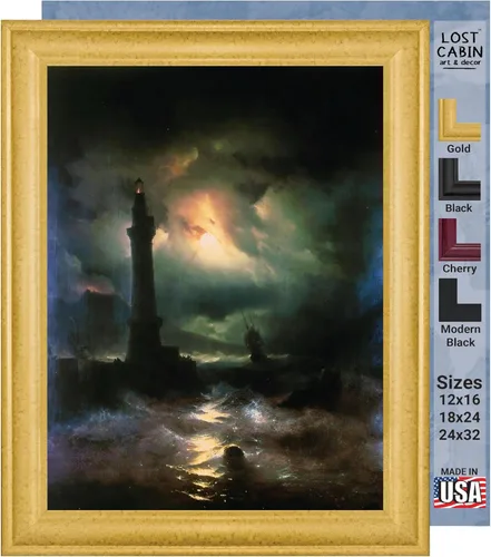 Vista 13 de Lost Cabin Dusk on the Golden Horn de Ivan Aivazovsky Impresión en marco plano negro Reproducción de pinturas de obras de arte finas Regalo