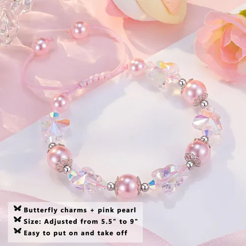 Vista 3 de ORISPRE Butterfly Bracelet for Girls, Gifts for 8 10 Year Old Girl Birthday Christmas