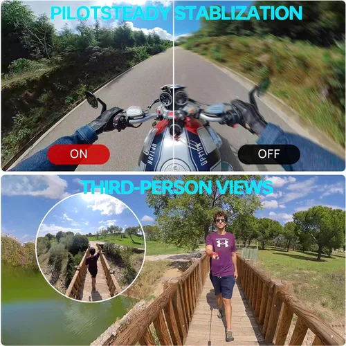 Vista 3 de PANOX Cámara V2 360 para motocicleta, foto de 72 MP, video de 5.7K, cámara 4K en vivo de 360°, panorama GPS, sistema operativo Android 10, edición