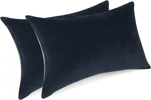 Vista 10 de Juego de 2 fundas de almohada lumbares decorativas de terciopelo de algodón suave de 12 x 20 pulgadas, fundas de cojín para sofá, dormitorio