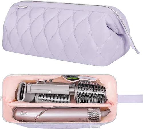 Vista 14 de Lexeeco Dyson Airwrap Travel Case for Shark Flex Style Fusion Hair Dryer Beige