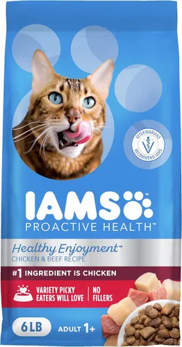 Vista 14 de IAMS Healthy Enjoyment Alimento seco para gatos, receta de pollo y salmón, 15 libras Vet-recommended, Real Chicken #1 ingredient, Natural fiber &
