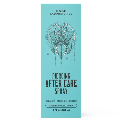Vista 7 de BASE LABORATORIES Spray de cuidado posterior de piercings de 4 onzas Spray salino para piercings Spray limpiador de piercing de oreja Solución