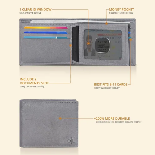 Vista 66 de Carteras RFID delgadas para hombres - Cartera de bolsillo frontal de piel genuina