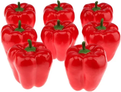 Vista 11 de Gresorth 8pcs Artificial Big Bell Pimienta Verde Decoración Vegetal Falso Casa Gabinete de Cocina