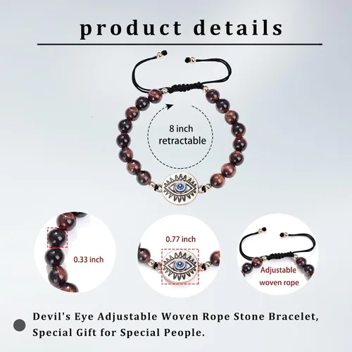 Vista 4 de ZPMMPZ Natural Stone Beaded Bracelet for Men Birthday Christmas