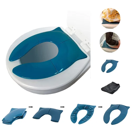 Vista 10 de THREE LITTLE TOTS - Asiento portátil moderno y seguro, asiento de entrenamiento plegable de viaje rosa rubor para niñas y niños, se adapta a