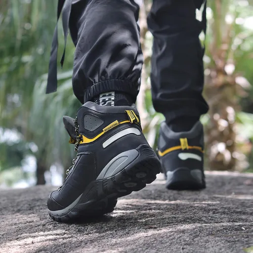 Vista 5 de Grition Botas de senderismo impermeables para hombre, botas de senderismo al aire libre, cómodas botas atléticas ligeras con cordones.