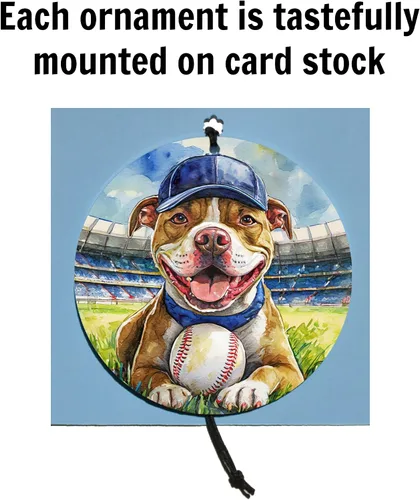 Vista 4 de Adorno de Navidad de Pitbull - Adorno colgante deportivo para el hogar con diseño temático de béisbol - Adorno de disco acrílico 2025 para árbol