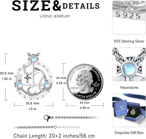 Vista 45 de Collar de pentagrama de plata de ley con triple luna, diosa celta, nudo celta, nudo de brujas, Ankh, sol y luna, Hécate, lilith, Santa Muerte