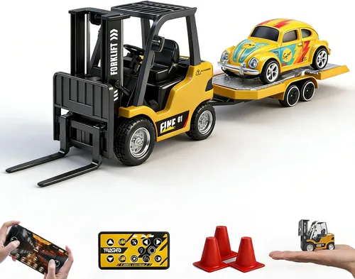 Vista 7 de Mini camión volquete RC 1:64, vehículo de construcción de aleación de metal con aplicación y control remoto doble, velocidad variable, luces LED