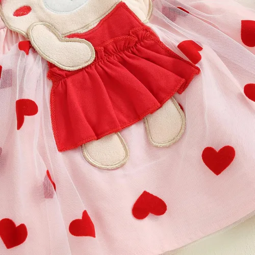 Vista 21 de My First Valentine's Day - Conjunto de ropa para bebé niña con volantes, manga larga, estampado de corazón, falda con tirantes