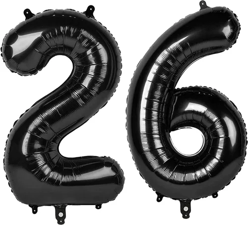 Vista 107 de Globos con números de 40 pulgadas, color negro, para decoraciones de cumpleaños de 10 a 100 años Jumbo 40In & Vibrant Color, With Hanging Holes