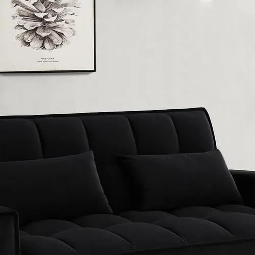 Vista 8 de JEEOHEY Sofá cama extraíble, sofá cama convertible moderno de terciopelo de 55 pulgadas, sofá cama pequeño con 2 almohadas y bolsillos laterales