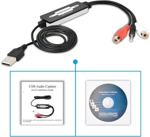 Vista 4 de DIGITNOW Tarjeta de captura de audio USB 2.0, convertidor de cassette, casete a digital, convertidor de casete a MP3, compatible con Mac y Windows