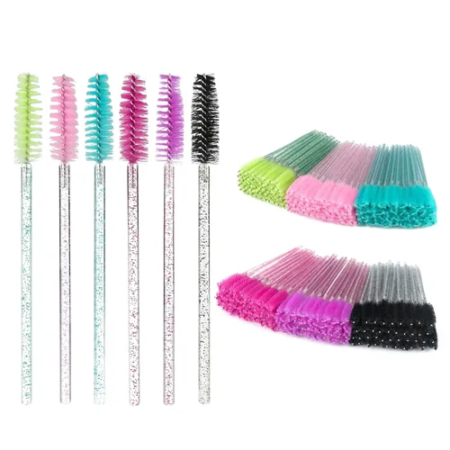Vista 13 de G2PLUS 50 cepillos de rímel de pestañas, carretes de pestañas desechables, varitas de rímel de cristal flexibles para extensiones de pestañas, aseo