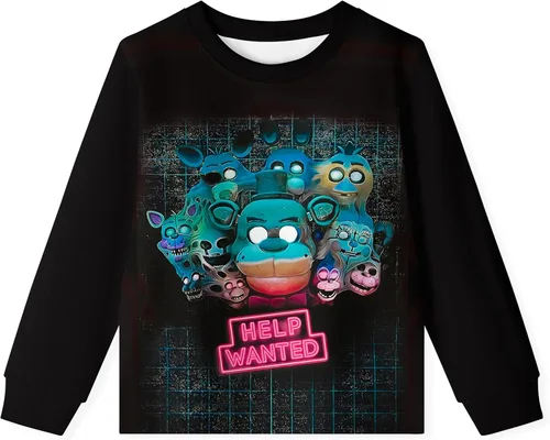 Vista 2 de Angsuyout Conjunto de camisa de Five Night para niños, juego y personaje de película, camiseta gráfica 3D y pantalones, ropa para niños y niñas