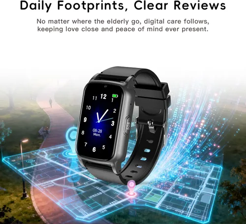 Vista 5 de Fall Detection Smart Watch for Seniors with GPS Tracking, SOS Alert & HD Video Call, Waterproof Fitness Tracker for Dementia/Alzheimer’s, 4G Safety