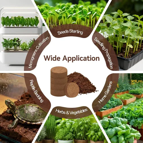 Vista 9 de Halatool 50 piezas de pellets de fibra de coco orgánico para inicio de semillas, 30mm de fibra de coco comprimida para macetas para cultivar