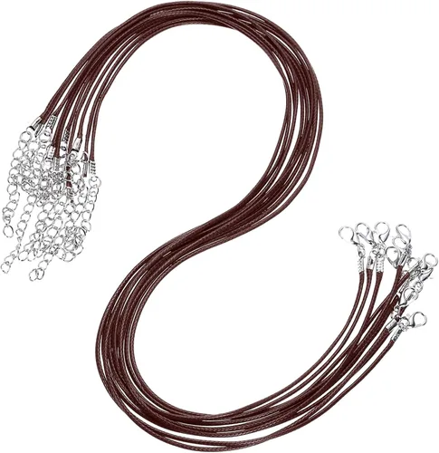 Vista 17 de MECCANIXITY 10 cordones de collar encerado de 18 pulgadas, cadena de collar a granel con cierre de 0.059 in de cuerda de cuero encerado para hacer