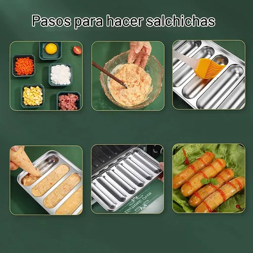 Vista 4 de mumisuto Molde para salchichas, molde casero para perros calientes de acero inoxidable 304 con 6 cavidades, molde para salchichas, suplemento