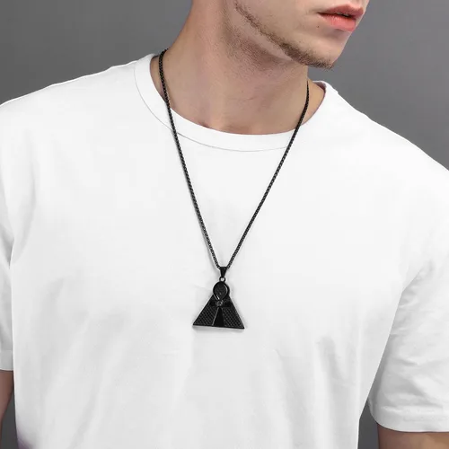 Vista 2 de U7 Collar Ankh para hombres y mujeres, acero inoxidable, color negro, joyería egipcia, colgante de cruz Ankh, collares africanos con cadena de 22