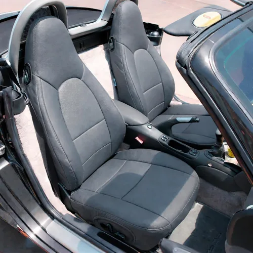 Vista 12 de Iggee - Fundas para asientos delanteros de piel sintética, ajuste perfecto, color negro, diseñadas para Porsche Boxster 1997-2004