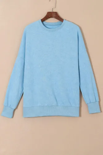 Vista 6 de SHEWIN Sudadera casual de manga larga con cuello redondo para mujer, ligera, holgada