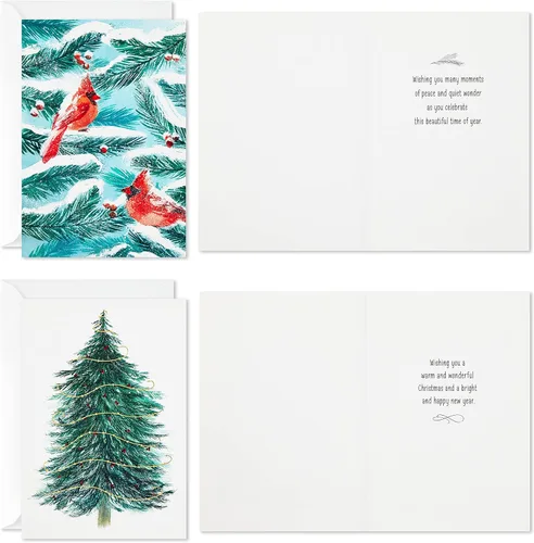 Vista 5 de Hallmark Surtido de tarjetas de Navidad en caja, cardenales y granero nevado (40 tarjetas y sobres)