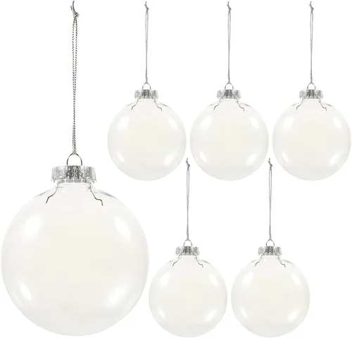 Vista 10 de BESPORTBLE 10 adornos de Navidad transparentes rellenables para bricolaje, bolas colgantes transparentes para decoración navideña personalizada