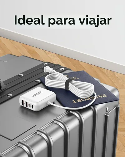 Vista 5 de Cargador USB C de 8 puertos, estación de carga rápida para múltiples dispositivos, concentrador de carga USB multipuerto para iPhone, Samsung