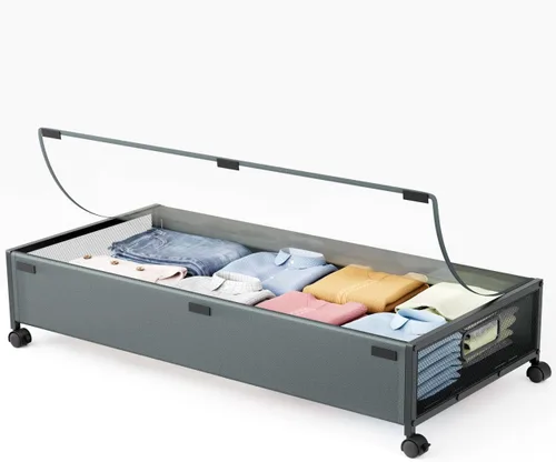 Vista 12 de Almacenamiento Debajo de la Cama con Ruedas, 1 Paquete Contenedores de Almacenamiento Debajo de la Cama, Almacenamiento de Zapatos Debajo de la Cama