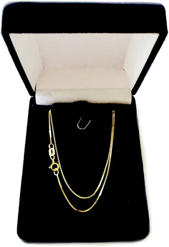 Vista 6 de Jewelry Affairs Collar de cadena estilo caja de oro macizo de 14 quilates, 0.024 in