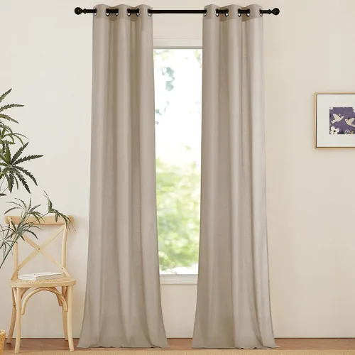 Vista 30 de NICETOWN - Cortinas de lino angora para ventana de cocina sobre el fregadero, con ojales, lino grueso angora, tratamientos cortos para ventanas
