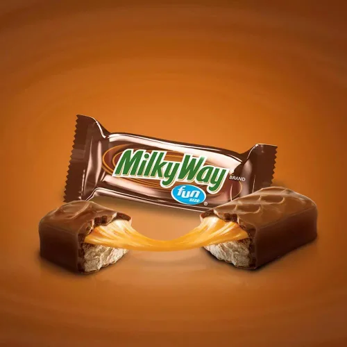Vista 3 de Yummy Chew Milky Way Barras de caramelo de chocolate, barras de caramelo de la Vía Láctea de tamaño divertido, barras de chocolate a granel