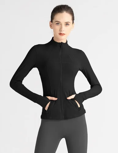 Vista 4 de Locachy Chaqueta de entrenamiento para mujer con cierre completo y bolsillos