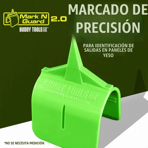 Vista 2 de Buddy Tools Mark N Guard, Juego de 5 - Marcador de Tomas de Panel de Yeso para Acabado - Protege los Cables Durante la Instalación de Paneles