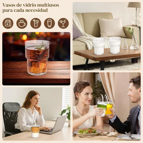Vista 7 de Vaso de vidrio de 16oz con tapa (transparente, 1 unidad)