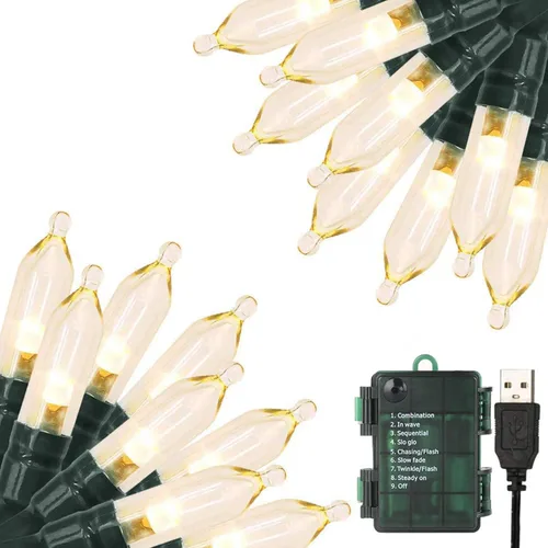 Vista 13 de Green Convenience Luces de Navidad a pilas de 33 pies 100 LED para Blanco