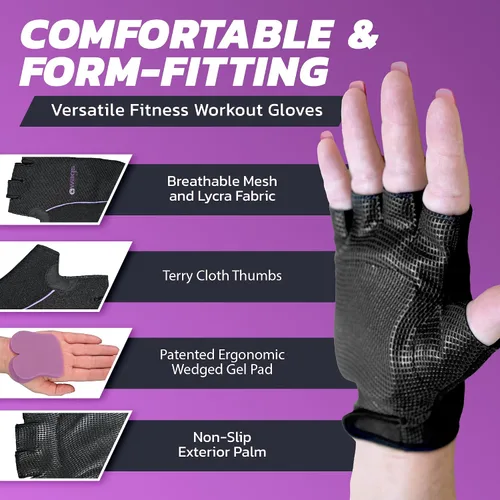 Vista 3 de Guantes de fitness para mujeres y hombres con soporte de muñeca, guantes de entrenamiento y entrenamiento de fuerza, accesorios de gimnasio