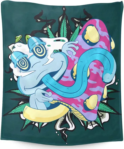 Vista 9 de Manta pequeña de marihuana de marihuana de hongos, 50 x 40 pulgadas, para mujeres y hombres, manta de felpa suave para cama, sofá, manta negra