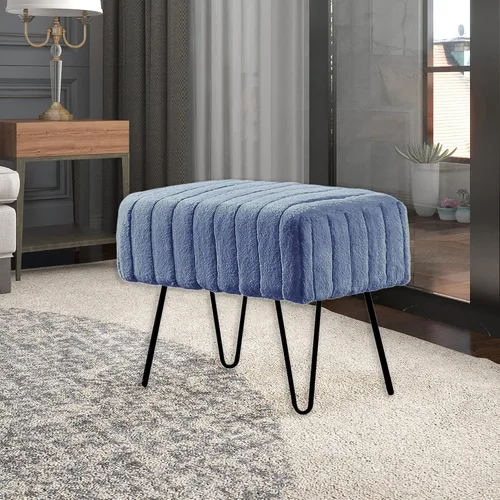 Vista 6 de Home Soft Things - Banco otomano de piel sintética azul de visón, 19 x 13 x 17 pulgadas, color espejismo azul, se puede usar como reposapiés, banco