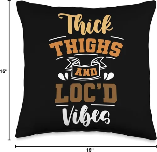 Vista 4 de Locs Afro Dreadlocks Love Natural Beauty Hair Locd Thick Thighs Loc'd Vibes Afro Hair - Almohada africana americana, 16 x 16 pulgadas, multicolor