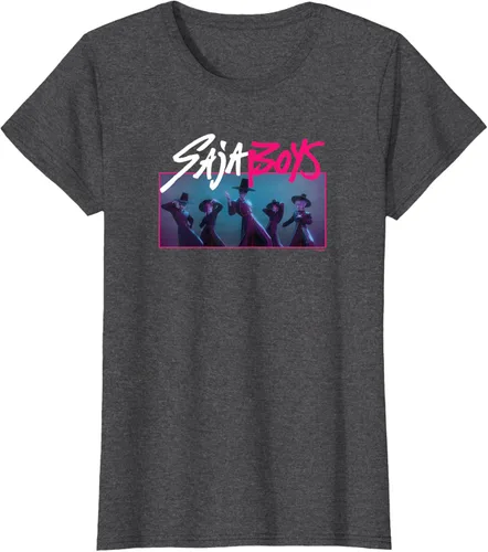 Vista 4 de Camiseta Oficial de KPop Demon Hunters Saja para Niños Negro