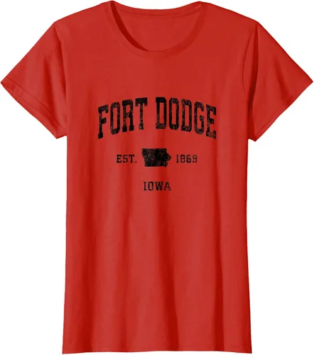 Vista 24 de Fort Dodge Iowa IA - Camiseta deportiva clásica negra con diseño deportivo, Gris