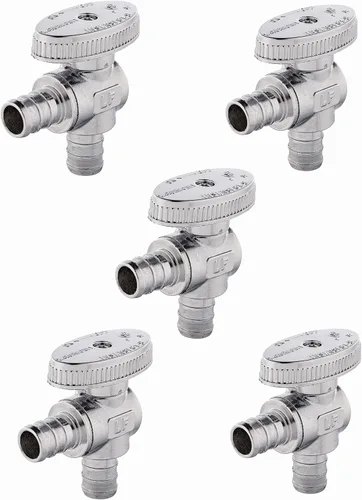 Vista 7 de EFIELD - Válvula de parada de ángulo de giro de 1/4 de 1/4 de pulgada Pex X 1/2 pulgada de latón cromado Pex (VALVE102)