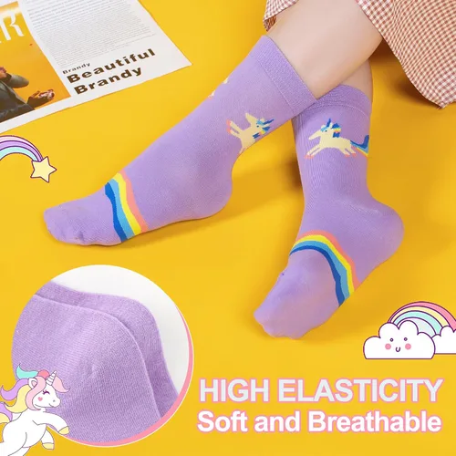 Vista 4 de BISOUSOX Girls Socks 6-8 Years Old Unicorn Fun Crazy Novelty Funny Silly Socks for Kids Boy Girl Birthday Christmas Gift