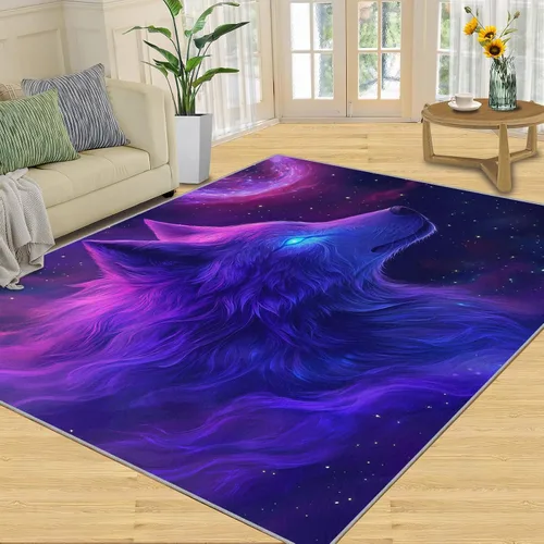 Vista 19 de Cyberpunk Rugs for Bedroom, Neon Head Area Rug, Neon Art Rugs for Living Room, Indoor Non-Slip Rug, Machine Washable Carpet for Front Entrance Floor